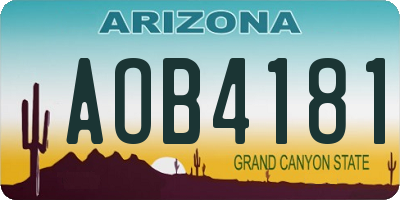 AZ license plate AOB4181