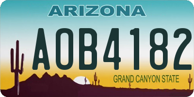 AZ license plate AOB4182