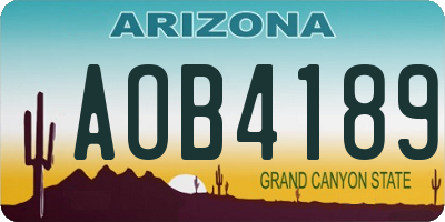 AZ license plate AOB4189