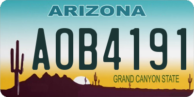 AZ license plate AOB4191