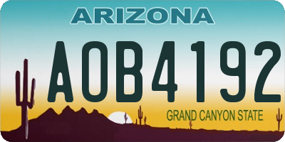 AZ license plate AOB4192