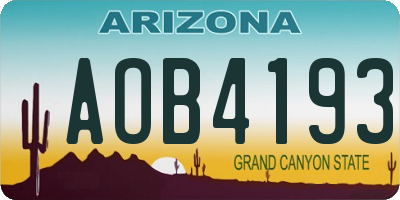 AZ license plate AOB4193