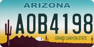 AZ license plate AOB4198