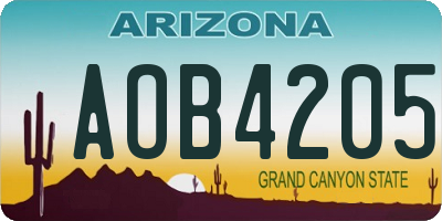AZ license plate AOB4205