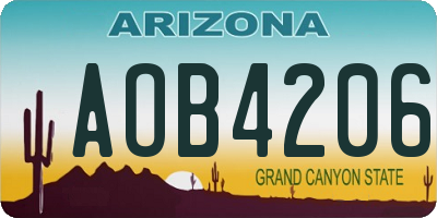 AZ license plate AOB4206