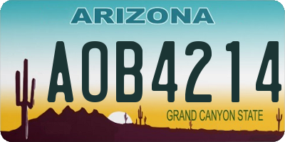 AZ license plate AOB4214