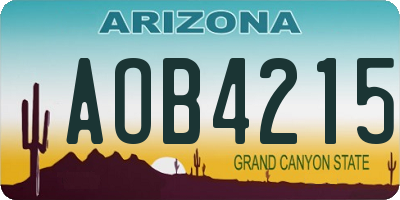 AZ license plate AOB4215