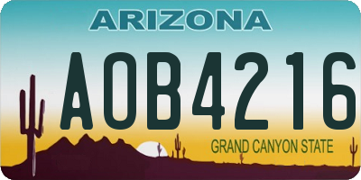 AZ license plate AOB4216