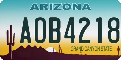 AZ license plate AOB4218