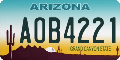 AZ license plate AOB4221