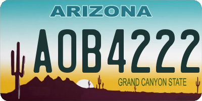 AZ license plate AOB4222