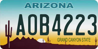 AZ license plate AOB4223