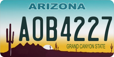 AZ license plate AOB4227