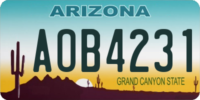 AZ license plate AOB4231