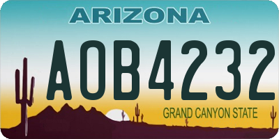 AZ license plate AOB4232