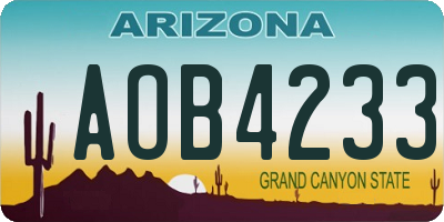 AZ license plate AOB4233