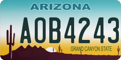 AZ license plate AOB4243