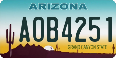 AZ license plate AOB4251