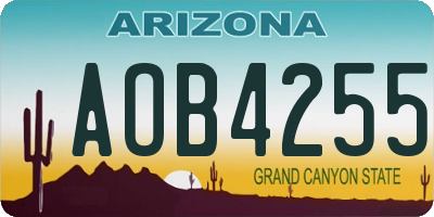 AZ license plate AOB4255