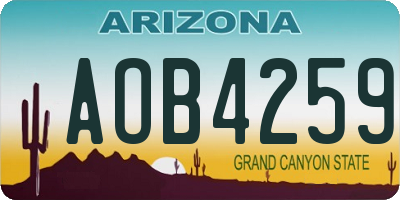 AZ license plate AOB4259
