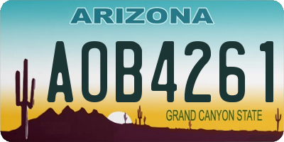 AZ license plate AOB4261