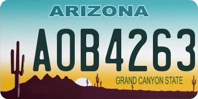 AZ license plate AOB4263