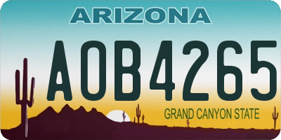 AZ license plate AOB4265
