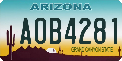AZ license plate AOB4281