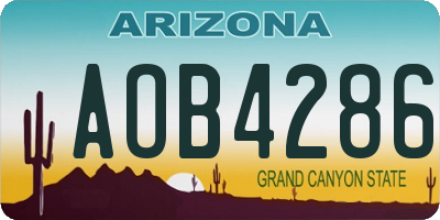AZ license plate AOB4286