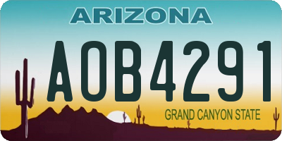 AZ license plate AOB4291