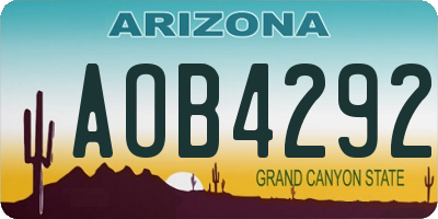 AZ license plate AOB4292