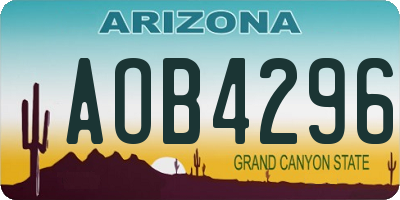 AZ license plate AOB4296