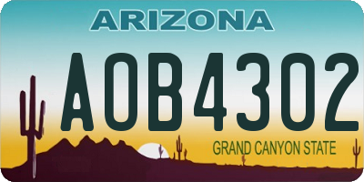 AZ license plate AOB4302