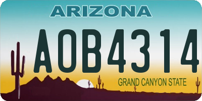 AZ license plate AOB4314