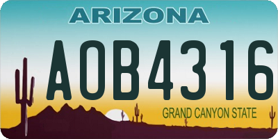 AZ license plate AOB4316