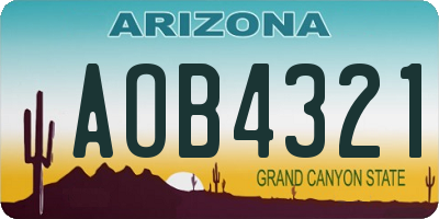 AZ license plate AOB4321