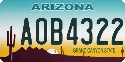 AZ license plate AOB4322