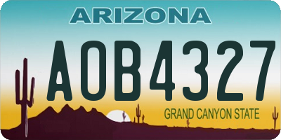 AZ license plate AOB4327