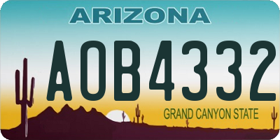 AZ license plate AOB4332