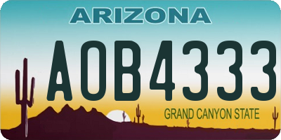 AZ license plate AOB4333