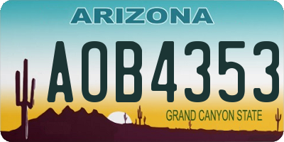 AZ license plate AOB4353