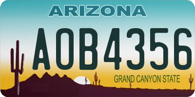 AZ license plate AOB4356