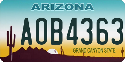 AZ license plate AOB4363