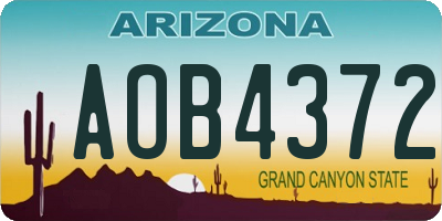 AZ license plate AOB4372