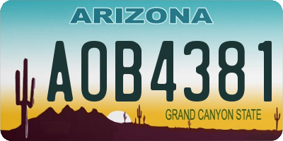 AZ license plate AOB4381