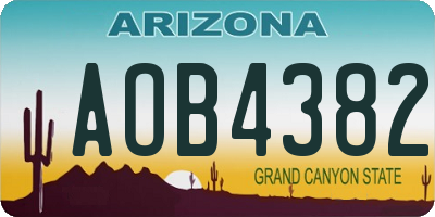 AZ license plate AOB4382