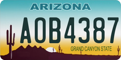 AZ license plate AOB4387