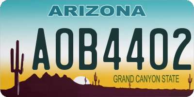 AZ license plate AOB4402