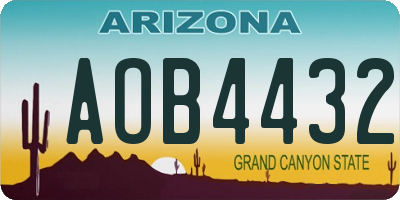 AZ license plate AOB4432