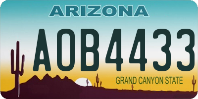 AZ license plate AOB4433